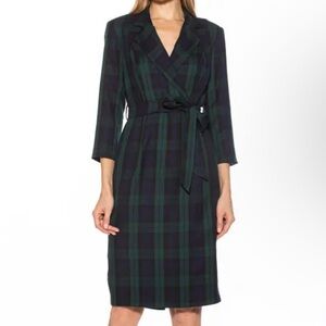 Alexia Admor Jacqueline Plaid Belted Suit Dress In Emerald Plaid 4